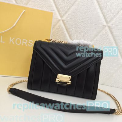 Newest Replica Michael Kors Whitney Black Genuine Leather Bag